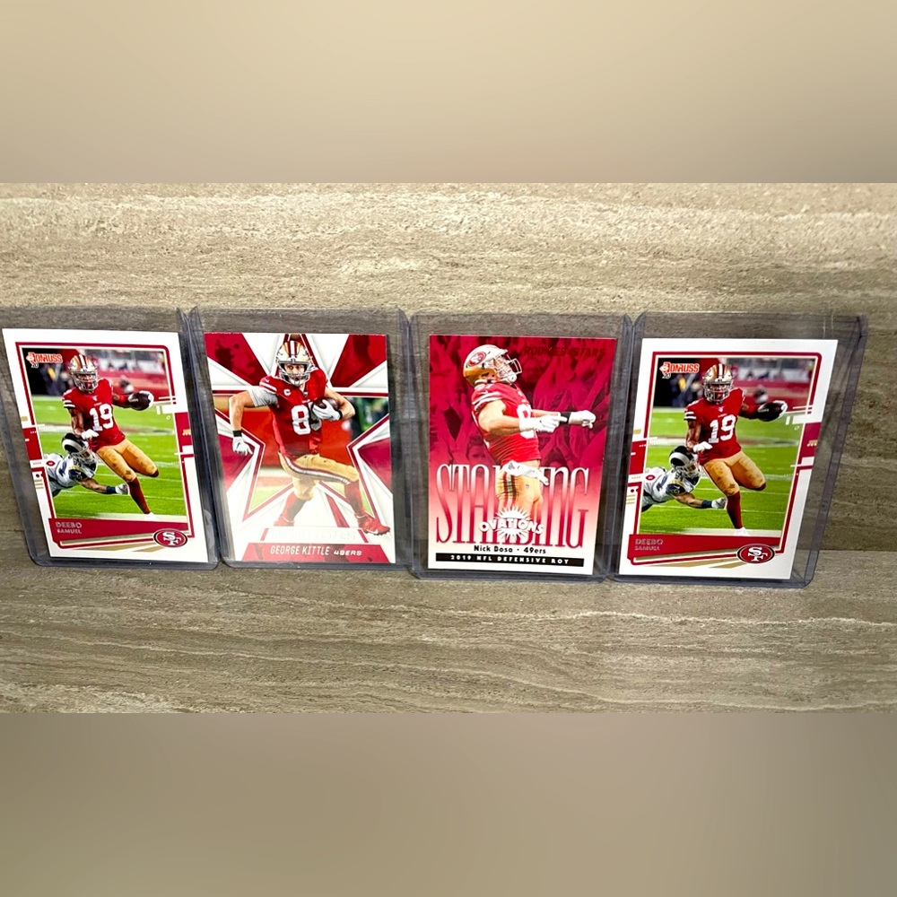 Lot of (4) San Francisco 49ers Deebo, Bosa, Kittle Panini Football Cards